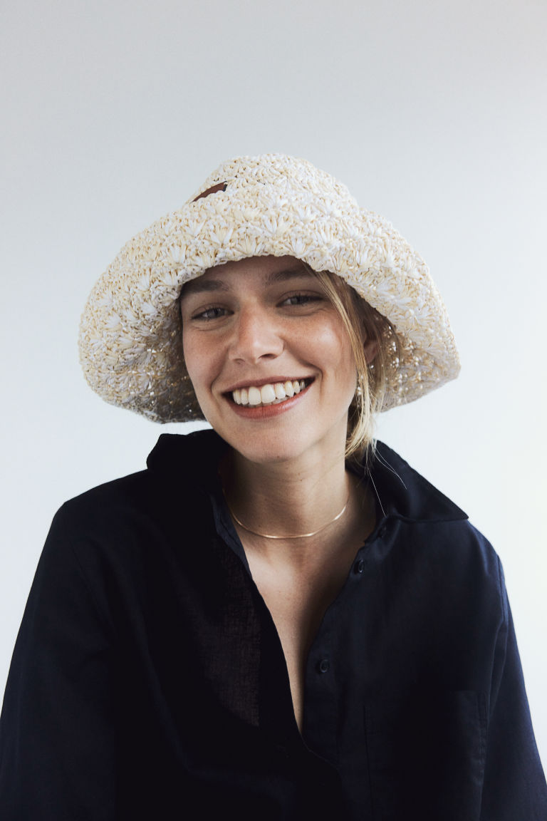 Crochet-look Straw Bucket Hat H&M