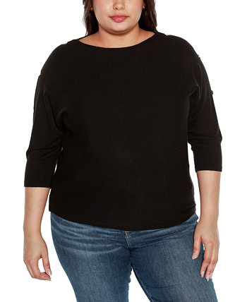 Plus Size Rivet-Trim Dolman-Sleeve Sweater Belldini