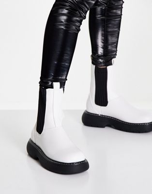 Белые трикотажные ботинки челси с трикотажной вставкой Public Desire Concept Concept Public Desire