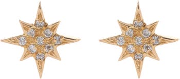 Маленькие серьги-гвоздики Northern Star из желтого золота 18 карат с бриллиантами паве — 0,03 карата Bony Levy