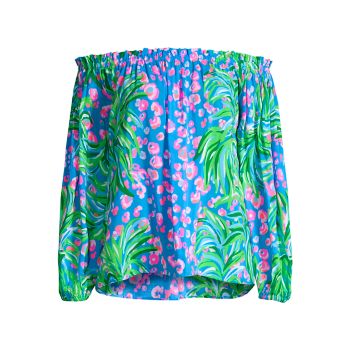 Off-The-Shoulder Palm Printed Top Lilly Pulitzer