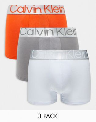 Набор из трех плавок Calvin Klein Steel синего, серого и оранжевого цвета Calvin Klein
