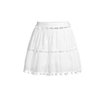 Beaded Cotton Voile Miniskirt MILLY