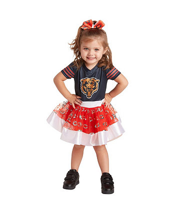 Toddler Girls Navy Chicago Bears Tutu Tailgate Game Day V-Neck Costume Jerry Leigh