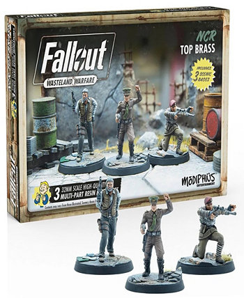 Набор фигурок Fallout Wasteland Warfare NCR Top Brass для ролевой игры из 3 фигурок Modiphius