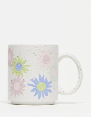 Typo floral mug in pastel speckle Typo