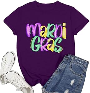 Mardi Gras Shirts for Women Fat Tuesday Tshirt Happy Mardi Gras Day Tee Top Ascrazy