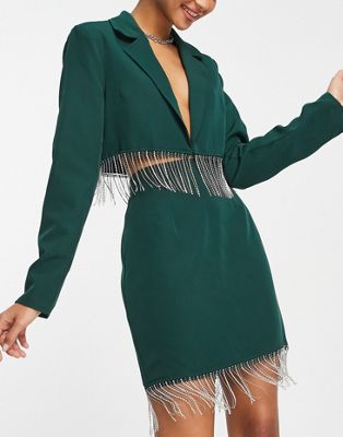 Мини-юбка изумрудно-зеленого цвета с декоративной отделкой Saint Genies — часть комплекта Saint Genies