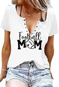 Game Day Outfits Shirts Women V Neck Football Graphic Tee Tops Funny Football Game Day Shirts for Teen Girls LUBERLIN