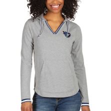 Женская серая вересковая футболка Tennessee Titans с капюшоном из трех смесей, женская футболка с длинным рукавом и v-образным вырезом Antigua