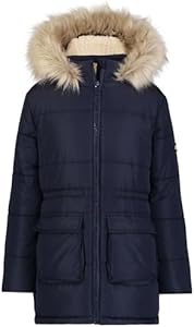 Tommy Hilfiger Girl's Long Length Heavyweight Puffer Jacket With Polar Fleece Lining & Faux Fur Hood Tommy Hilfiger