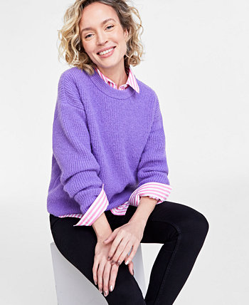 Женский свитер Shaker с круглым вырезом и длинными рукавами, созданный для Macy's On 34th