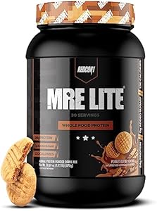 REDCON1 MRE Lite Whole Food Protein Powder, Fudge Brownie - Low Carb & Whey Free Meal Replacement with Animal Protein Blends - Easy to Digest Supplement Made with MCT Oils (30 Servings) Redcon1