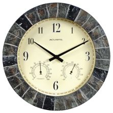 AcuRite 14-in. Faux-Slate Indoor/Outdoor Wall Clock with Thermometer & Hygrometer (02418MC) AcuRite