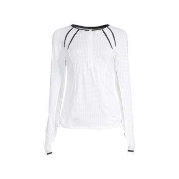 Waffle Knit Zip-Front Top Lucky in Love