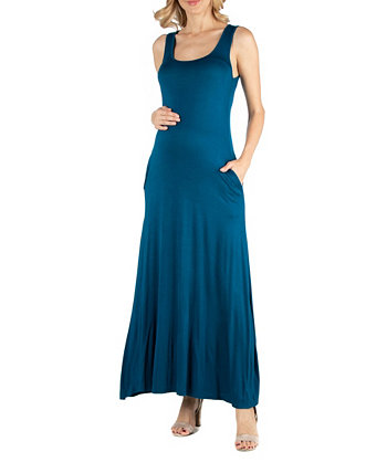 Платье макси для беременных без рукавов с овальным вырезом и карманами 24seven Comfort Apparel