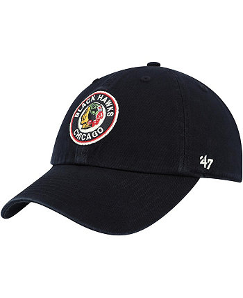 Мужская черная регулируемая кепка Chicago Blackhawks Clean Up '47 Brand