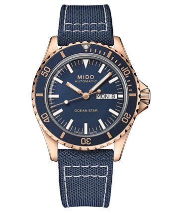 Мужские швейцарские автоматические часы Ocean Star Tribute с синим тканевым ремешком 41 мм MIDO