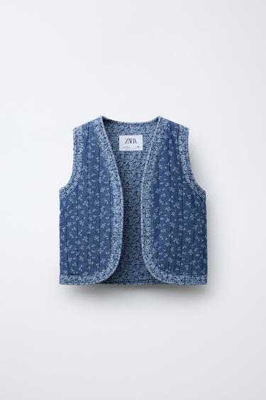 FLORAL PRINT DENIM VEST Zara