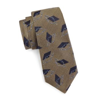 Шелковый жаккардовый галстук с геометрическим рисунком Kiton