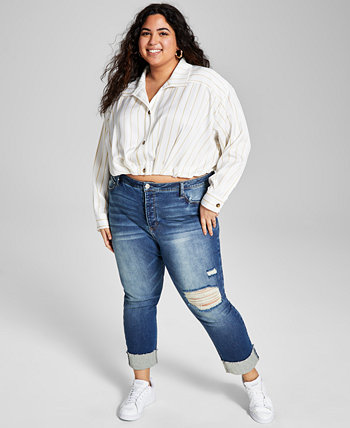 Plus Size Cropped Woven Shirt And Now This