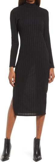 Платье-свитер в рубчик с длинными рукавами и закрученной спиной FLORET STUDIOS