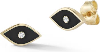 Серьги-гвоздики Evil Eye с бриллиантами из 14-каратного золота — 0,02 карата Sphera Milano