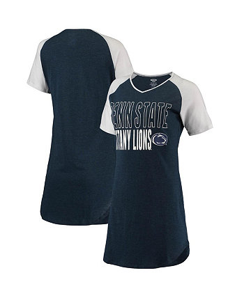 Женская темно-синяя, белая ночная рубашка Nittany Lions с v-образным вырезом и v-образным вырезом Penn State Nittany Lions Concepts Sport
