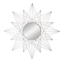 Настенное зеркало Patton Silver с геометрическим узором и акцентом в виде солнечных лучей Patton