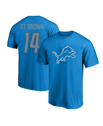 Мужская футболка Amon-Ra St. коричнево-синяя Detroit Lions Big and Tall с именем и номером игрока Fanatics