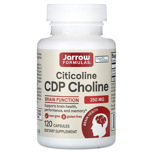 Цитиколин, ЦДФ-холин, 250 мг, 120 капсул Jarrow Formulas