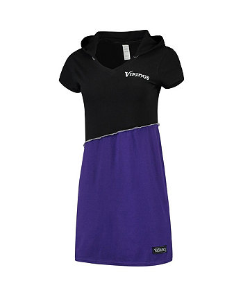 Женское черно-фиолетовое мини-платье с капюшоном Minnesota Vikings Refried Apparel