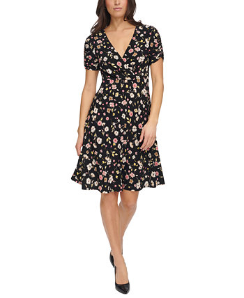 Женское платье с цветочным принтом и рюшами на рукавах Tommy Hilfiger