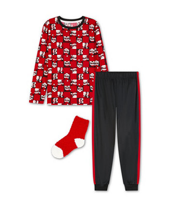 Пижама для больших мальчиков с носками, комплект из 3 предметов Max & Olivia