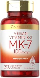 Carlyle Vitamin K2 MK7 100mcg | 200 Vegan Capsules | Menaquinone-7 Supplement | Non-GMO, Gluten Free Carlyle