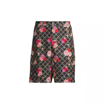 Шелковые шорты с цветочной сеткой Camilla