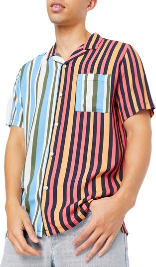 Полосатая рубашка с короткими рукавами и пуговицами спереди TOPMAN