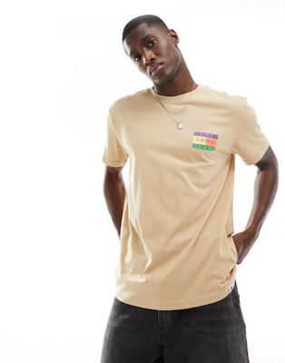 Tommy Jeans regular summer flag t-shirt in sand Tommy Jeans