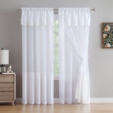VCNY Home Violette Embroidered Layered Rod Pocket Sheer 1 Window Curtain Panel VCNY HOME