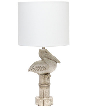 Shoreside 17.25" Tall Coastal Sitting Pelican Beige Wash Polyresin Bedside Table Desk Lamp Simple Designs