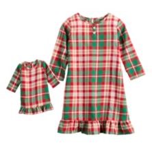 Girls 4-16 Jammies For Your Families® Joyful Celebration Flannel Nightgown & Doll Gown Set Jammies For Your Families
