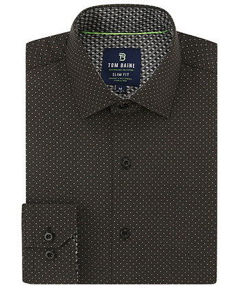 Мужская классическая рубашка Slim Fit с длинным рукавом и геометрическим рисунком на пуговицах Tom Baine