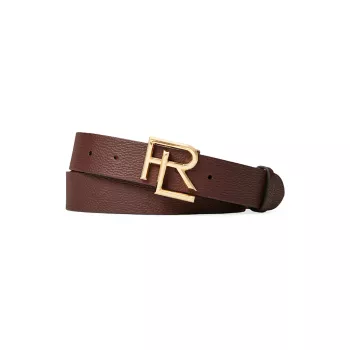 Кожаный ремень с многоуровневым логотипом Ralph Lauren
