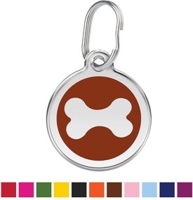 Red Dingo Bone Stainless Steel Personalized Dog ID Tag Red Dingo