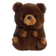 Aurora Mini Brown Rolly Pet 5&#34; Brambles Brown Bear Round Stuffed Animal Aurora
