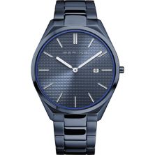 Ультратонкие мужские часы BERING с синим браслетом из нержавеющей стали - 17240-797 Bering