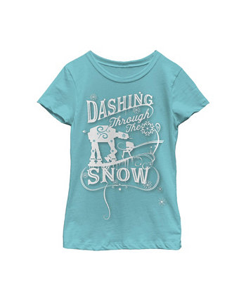 Girl's Star Wars Christmas AT-AT Dashing Snow  Child T-Shirt Disney Lucasfilm