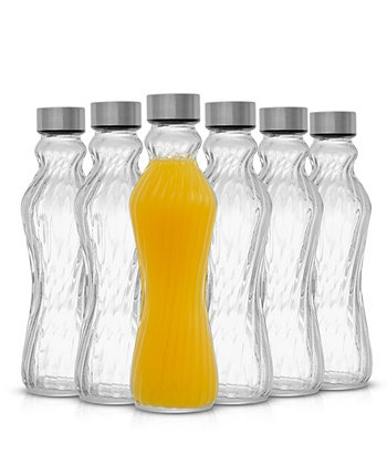 Набор из 6 бутылок для родниковой воды из рифленого стекла JoyJolt