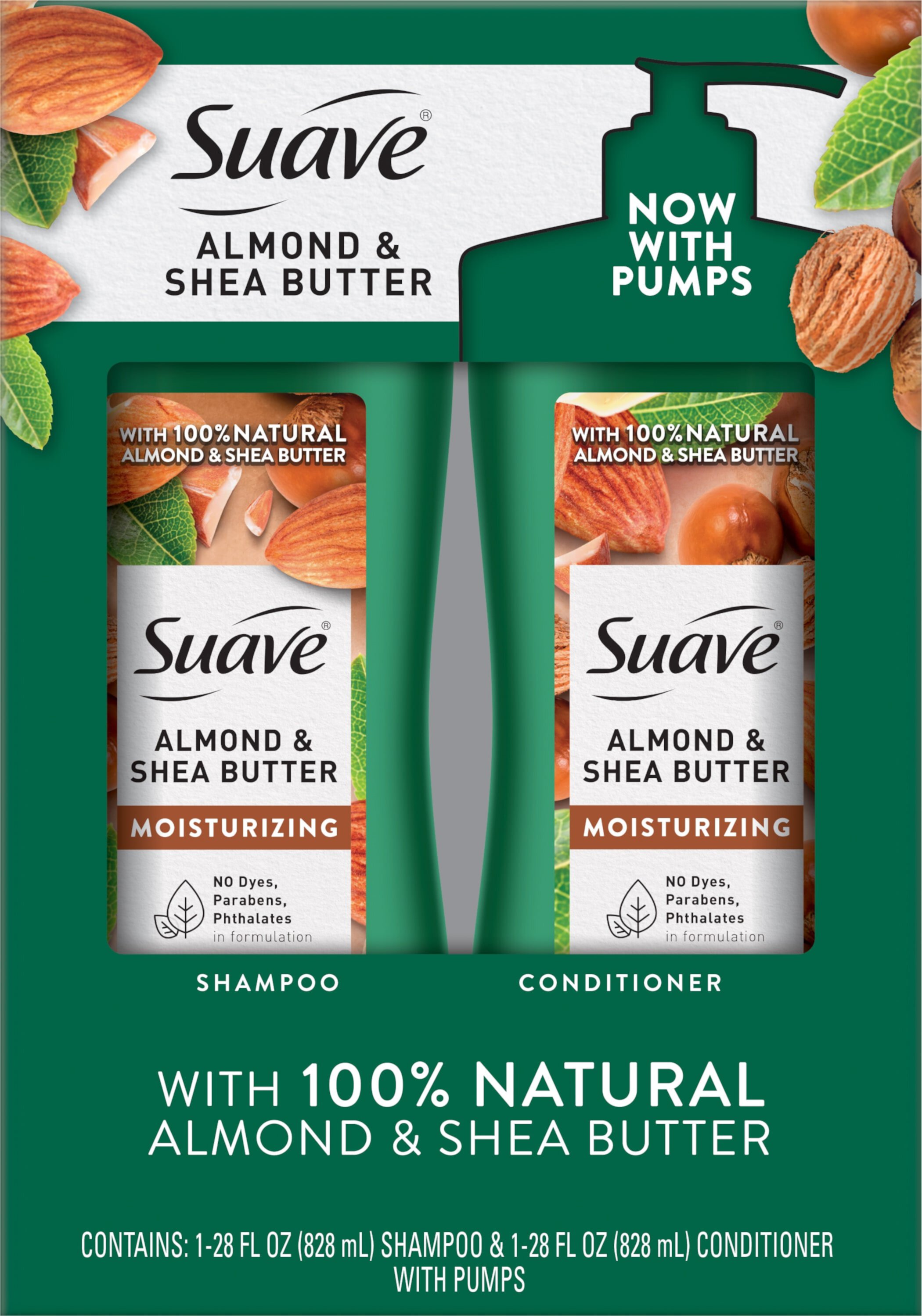 Suave Professionals Moisturizing Shampoo and Conditioner Set, Almond & Shea Butter, 28 fl oz, 2 Pack Suave