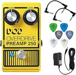 Эффект-педаль Digitech DOD Overdrive 250, аналоговый преамп для гитары, набор с 2 патч-кабелями и 6 подборами Dunlop Briskdrop